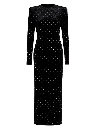 Alex Evenings Women's Long Velvet Embellished Neckline Dress | The Summit