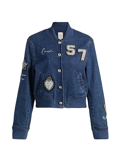 Dominique Denim Varsity Jacket