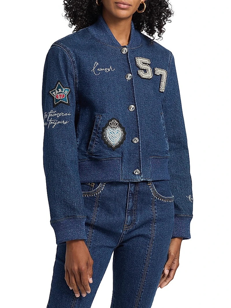 Dominique Denim Varsity Jacket