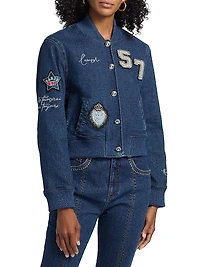 Dominique Denim Varsity Jacket