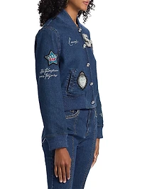 Dominique Denim Varsity Jacket