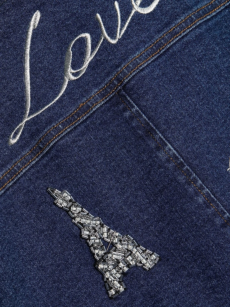 Dominique Denim Varsity Jacket