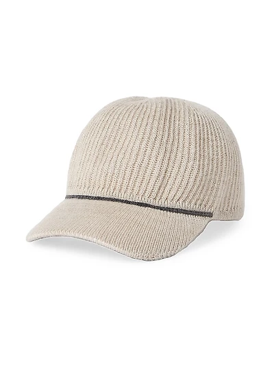 Sparkling Cashmere English Rib Knit Baseball Cap with Monili
