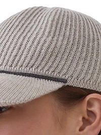 Sparkling Cashmere English Rib Knit Baseball Cap with Monili