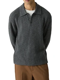 Astor Wool Long-Sleeve Polo Shirt