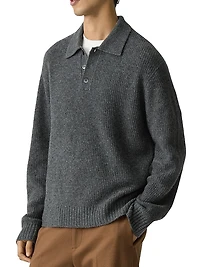 Astor Wool Long-Sleeve Polo Shirt
