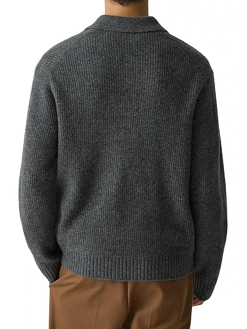 Astor Wool Long-Sleeve Polo Shirt