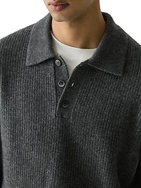 Astor Wool Long-Sleeve Polo Shirt