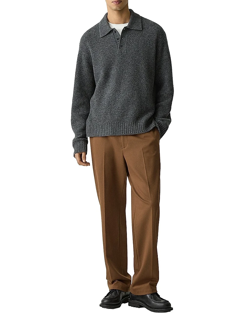 Astor Wool Long-Sleeve Polo Shirt