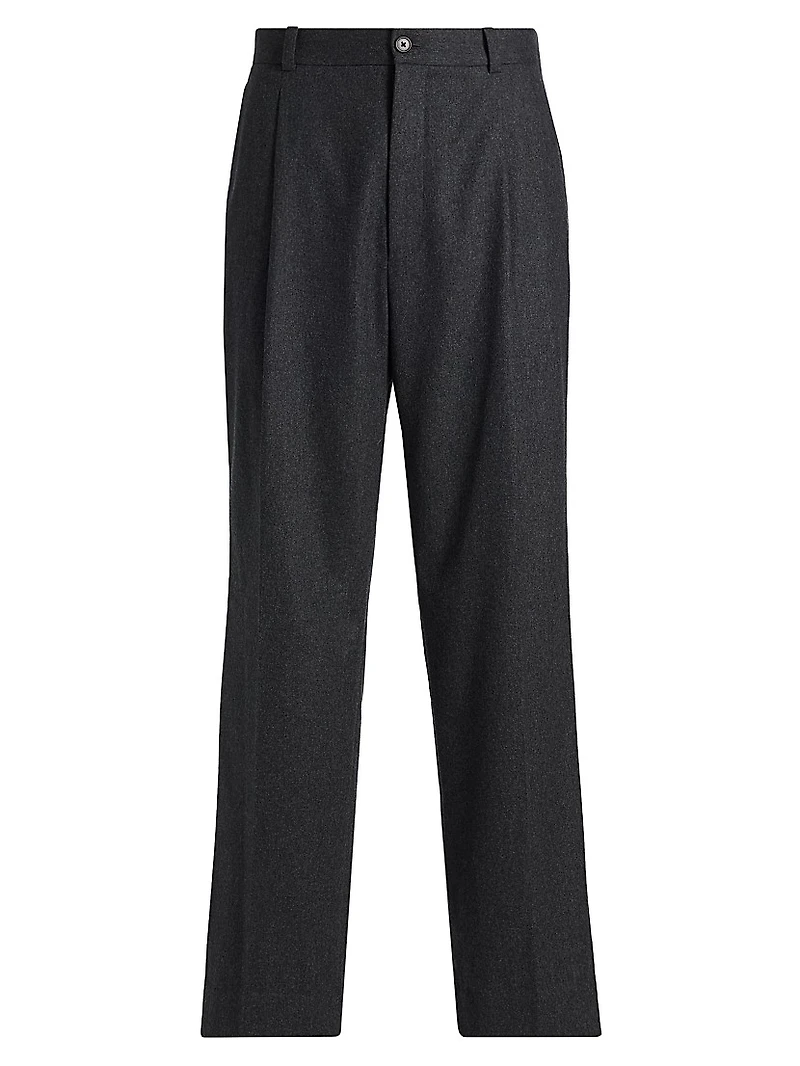 Pleated Cashmere-Nylon Relaxed-Fit Trousers