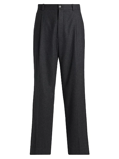 Pleated Cashmere-Nylon Relaxed-Fit Trousers