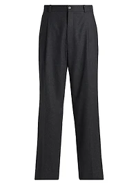 Pleated Cashmere-Nylon Relaxed-Fit Trousers
