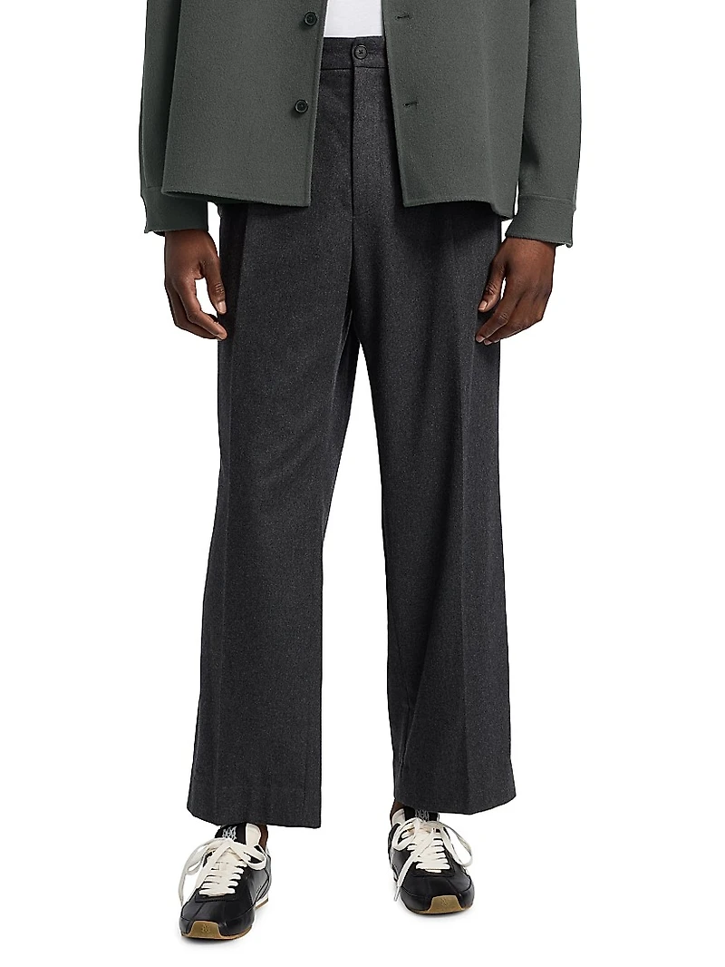 Pleated Cashmere-Nylon Relaxed-Fit Trousers