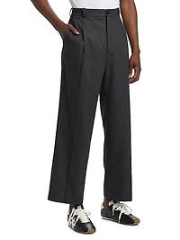 Pleated Cashmere-Nylon Relaxed-Fit Trousers