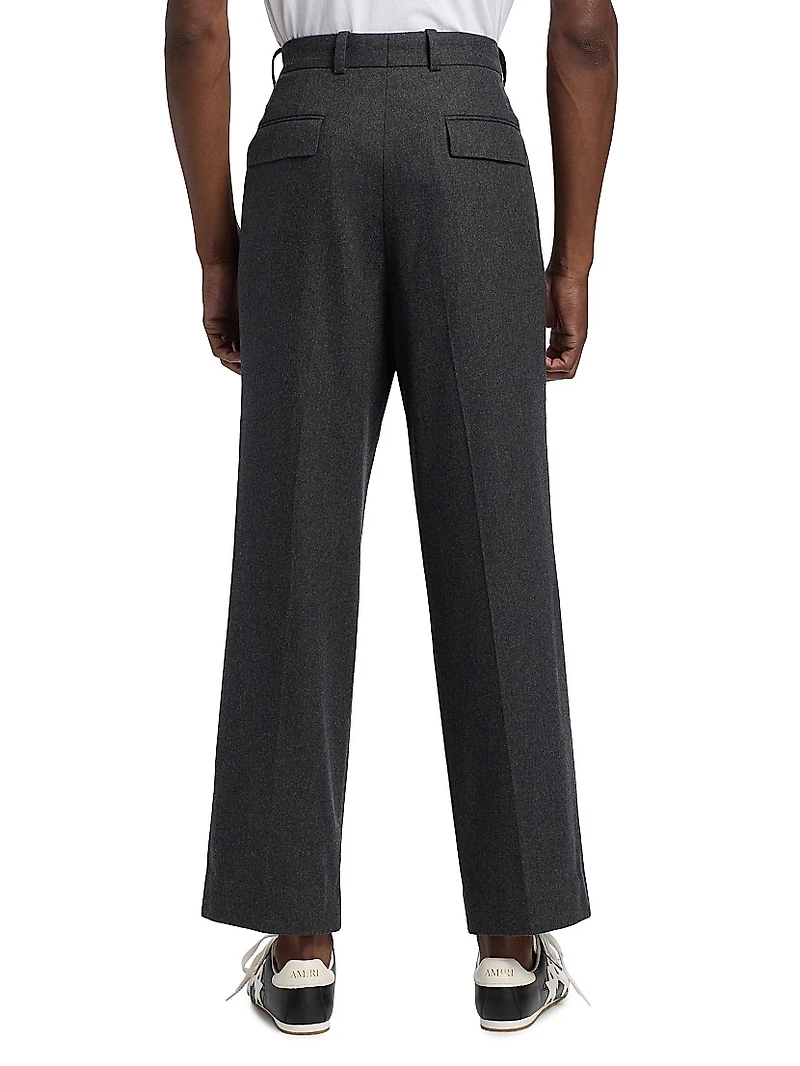 Pleated Cashmere-Nylon Relaxed-Fit Trousers