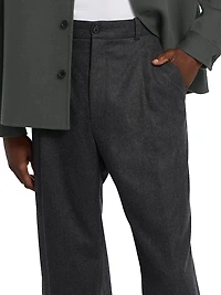 Pleated Cashmere-Nylon Relaxed-Fit Trousers