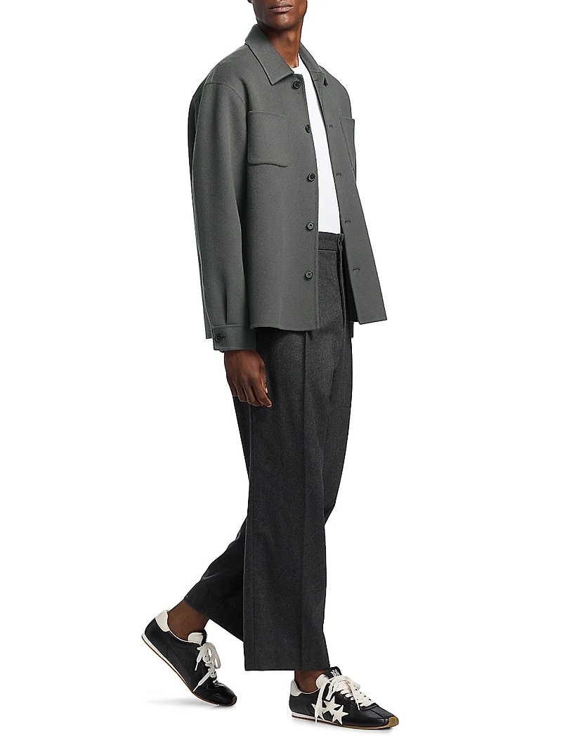 Pleated Cashmere-Nylon Relaxed-Fit Trousers