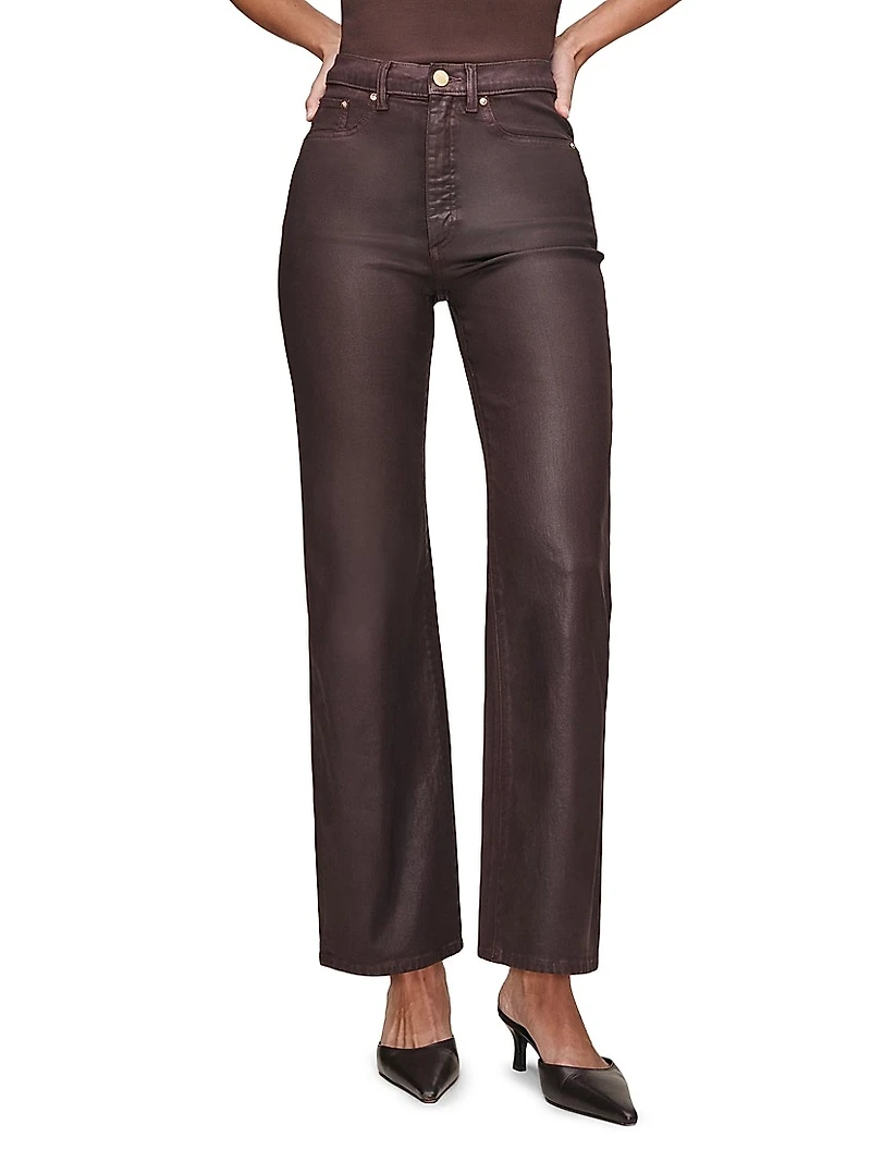 Karmine Refined Wide Leg High Rise Coated Jeans