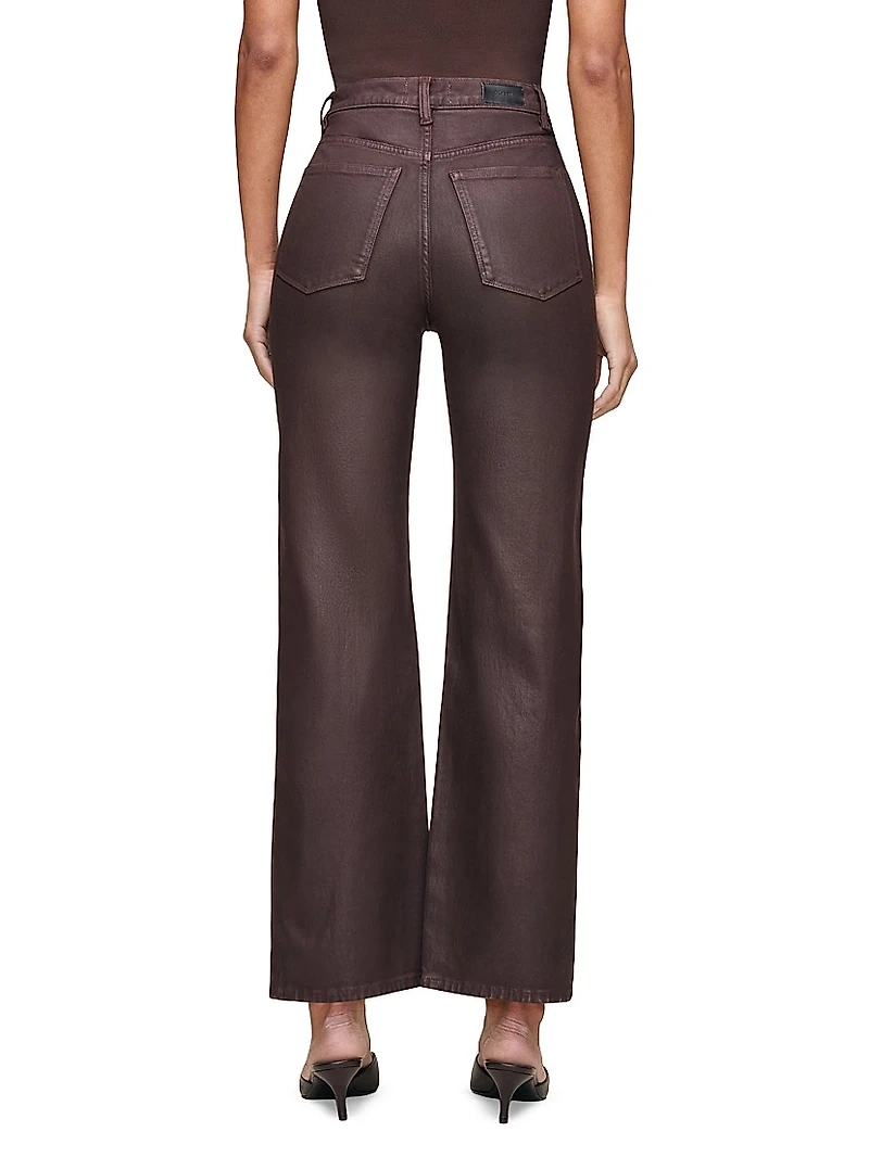 Karmine Refined Wide Leg High Rise Coated Jeans