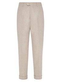 Mélange Cashmere Flannel Leisure Fit Trousers with Pleat