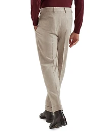 Mélange Cashmere Flannel Leisure Fit Trousers with Pleat