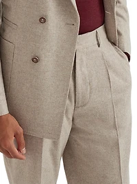Mélange Cashmere Flannel Leisure Fit Trousers with Pleat