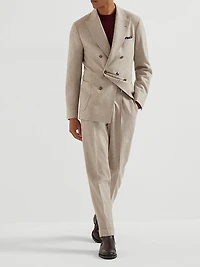 Mélange Cashmere Flannel Leisure Fit Trousers with Pleat