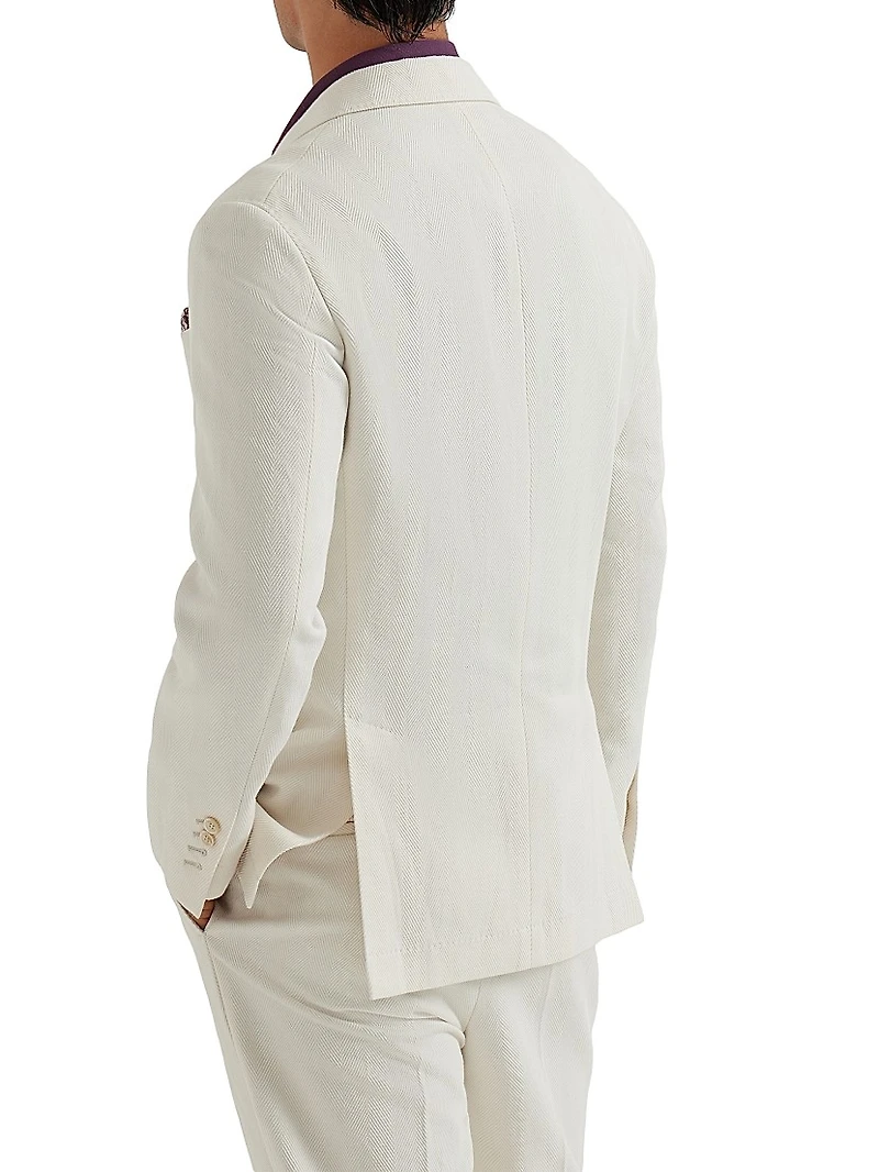 Cotton Blend One and a Half Breasted Deconstructed Blazer