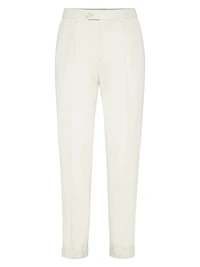 Cotton and Linen Leisure Fit Trousers with Pleat