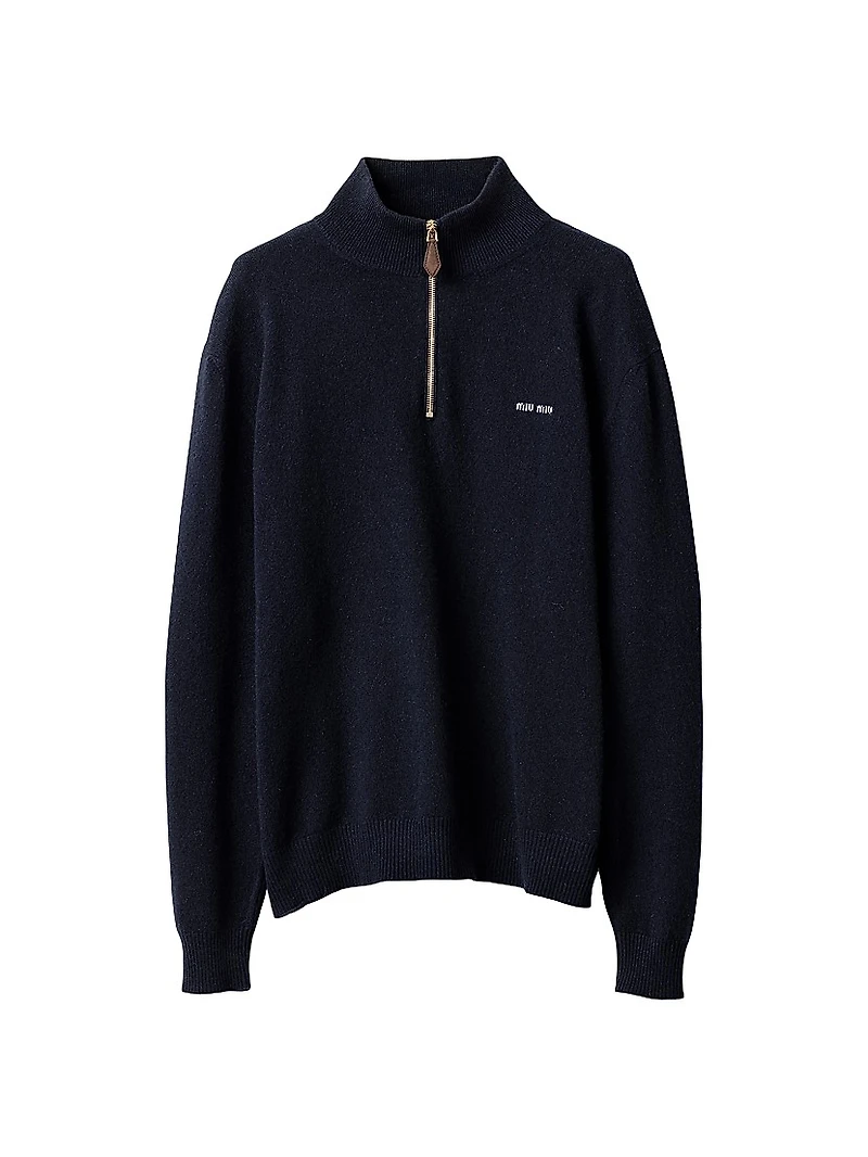 Cashmere and Leather Zipper Sweater
