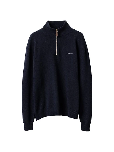 Cashmere and Leather Zipper Sweater