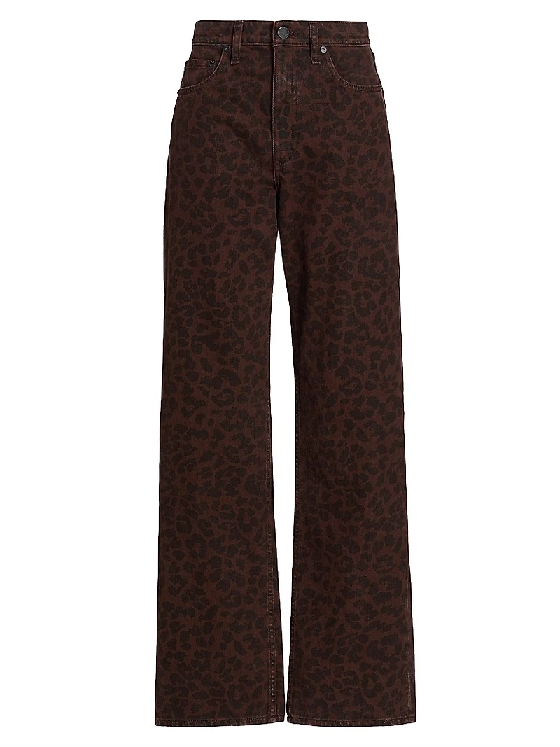 Shea Leopard-Print Relaxed-Fit Straight Jeans