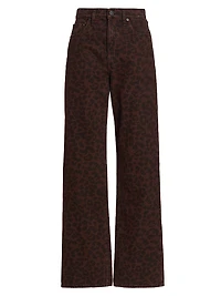 Shea Leopard-Print Relaxed-Fit Straight Jeans