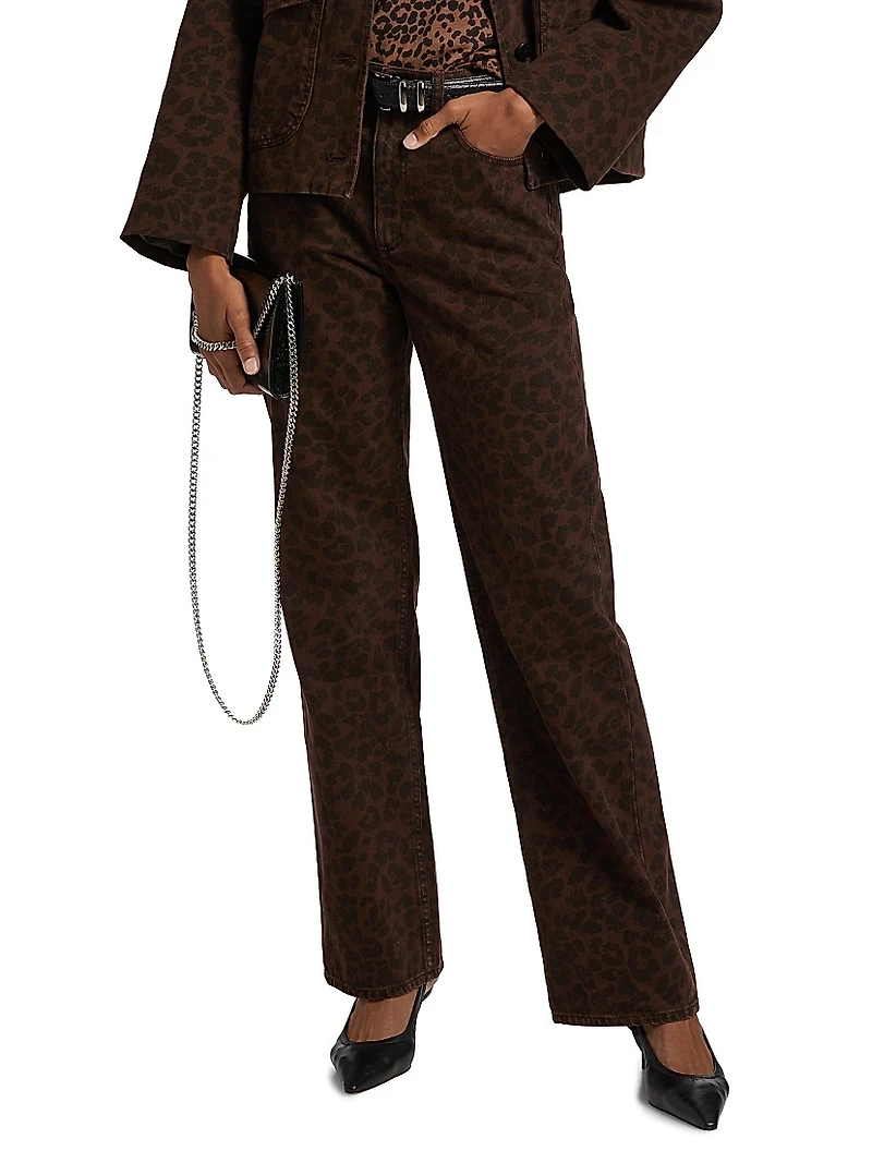 Shea Leopard-Print Relaxed-Fit Straight Jeans