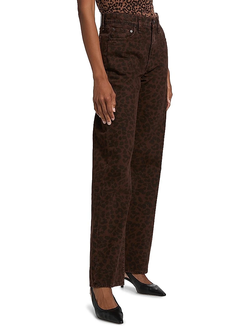 Shea Leopard-Print Relaxed-Fit Straight Jeans