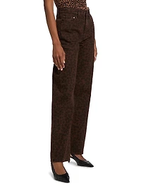Shea Leopard-Print Relaxed-Fit Straight Jeans