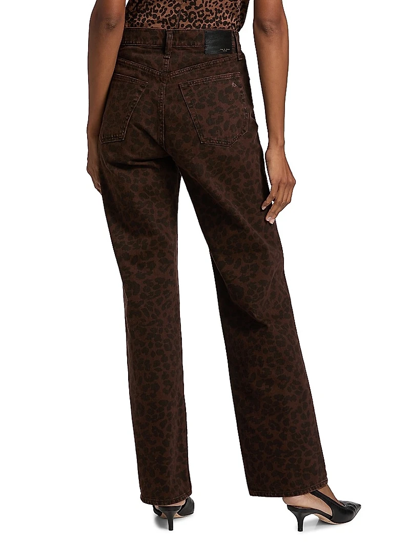 Shea Leopard-Print Relaxed-Fit Straight Jeans