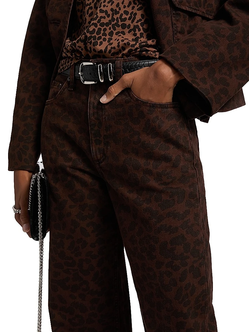 Shea Leopard-Print Relaxed-Fit Straight Jeans