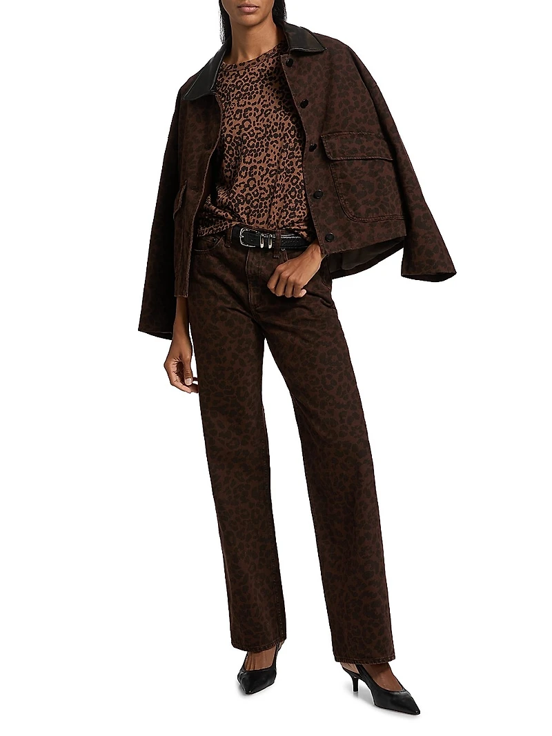 Shea Leopard-Print Relaxed-Fit Straight Jeans