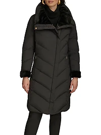 Chevron Quilted Down Coat