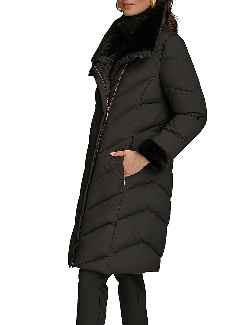 Chevron Quilted Down Coat