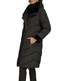 Chevron Quilted Down Coat