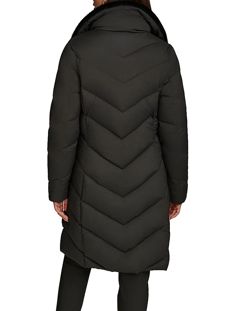 Chevron Quilted Down Coat