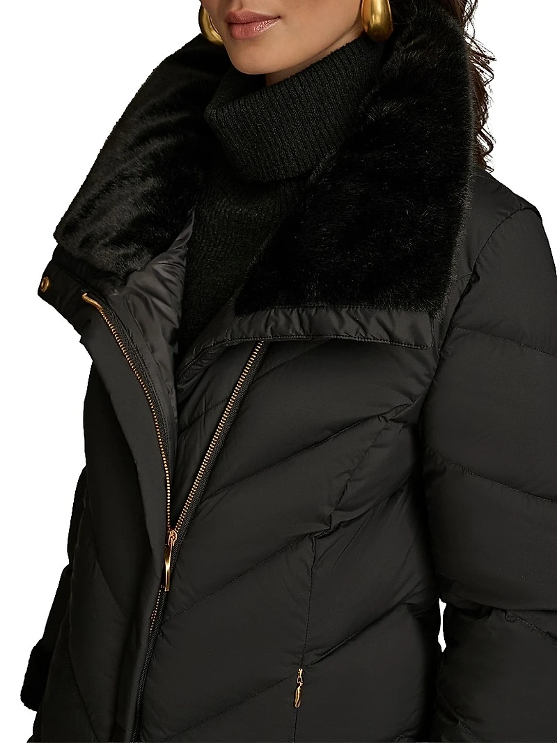 Chevron Quilted Down Coat