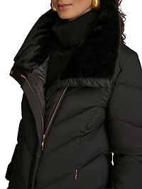 Chevron Quilted Down Coat