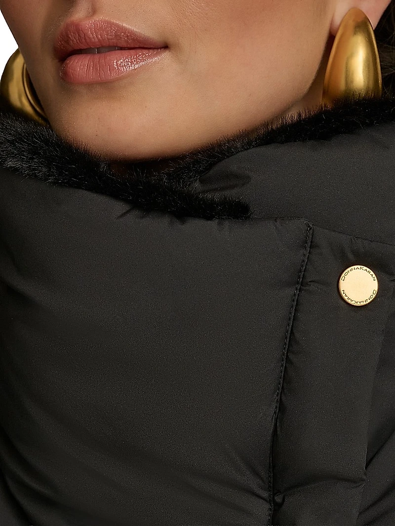 Chevron Quilted Down Coat