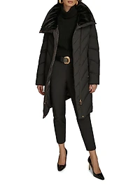 Chevron Quilted Down Coat