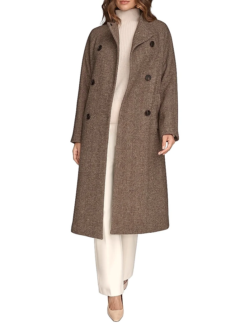 Cocoon Double-Breasted Wool-Blend Coat