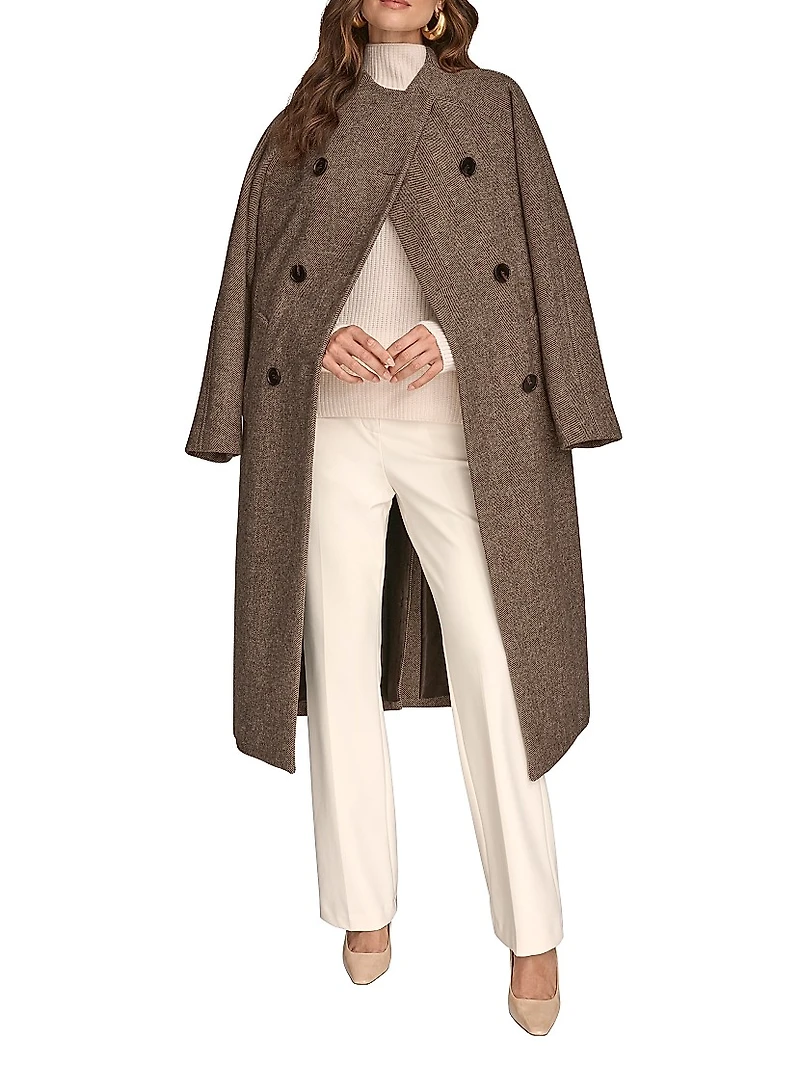 Cocoon Double-Breasted Wool-Blend Coat