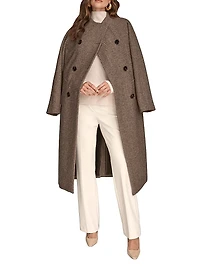 Cocoon Double-Breasted Wool-Blend Coat
